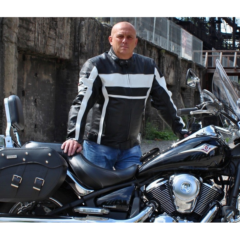 Kurtka motocyklowa Tschul 837 czarno-biała wyprzedaż