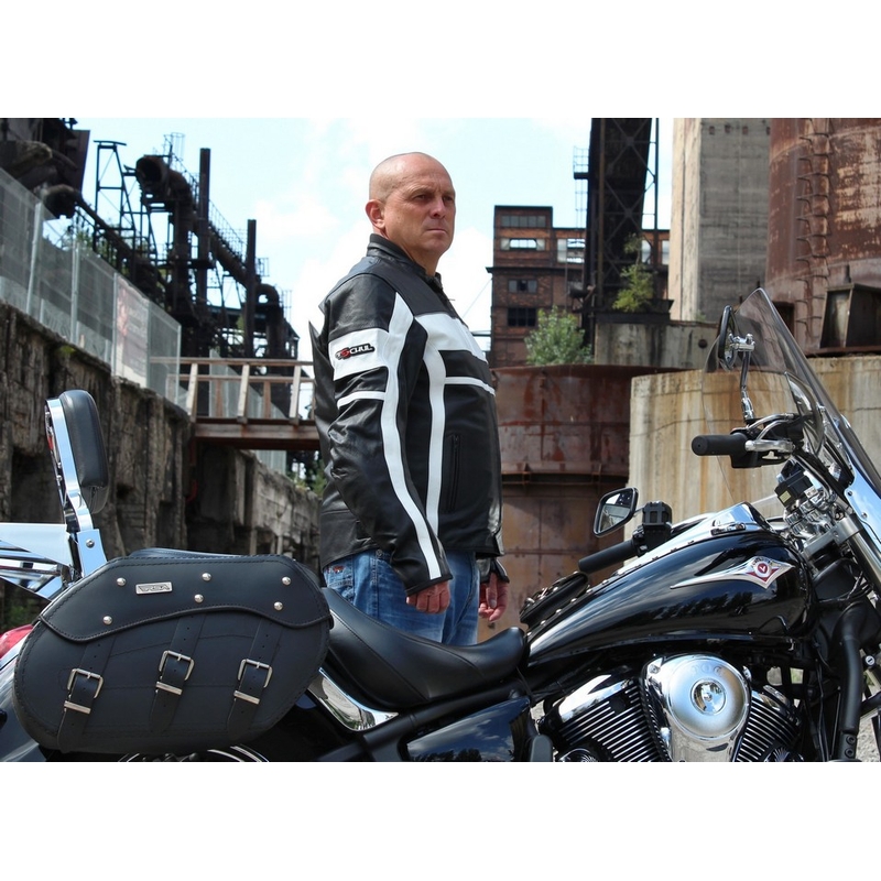 Kurtka motocyklowa Tschul 837 czarno-biała wyprzedaż
