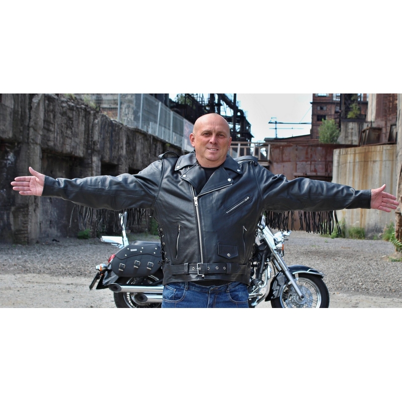 Skórzana kurtka motocyklowa z frędzlami RSA Boston wyprzedaż
