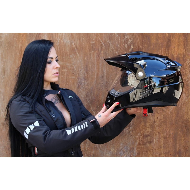 Kask Enduro z blendą przeciwsłoneczną RSA MX-01 czarny połysk wyprzedaż