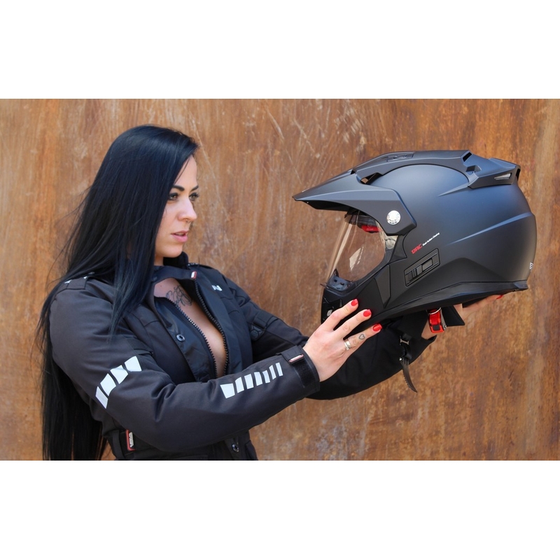Enduro kask z blendą przeciwsłoneczną RSA MX-01 czarny matowy wyprzedaż
