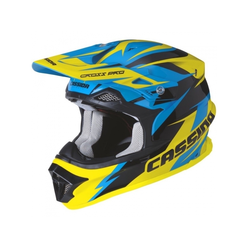 Motocrossowy kask Cassida Cross Pro – niebiesko-żółto-czarny