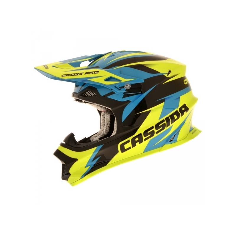 Motocrossowy kask Cassida Cross Pro – niebiesko-żółto-czarny