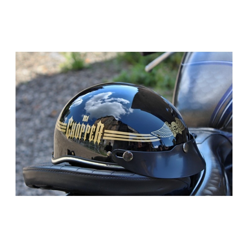 Kask motocyklowy braincap RSA Skull czarny połysk