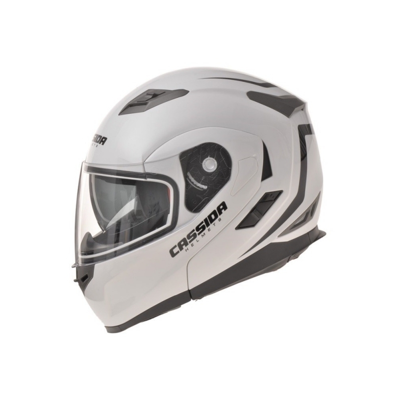 Kask moto szczękowy Cassida Compress - biały połysk