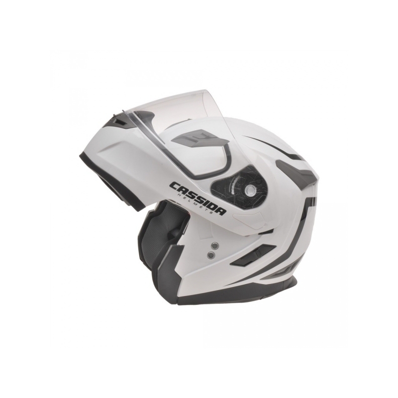 Kask moto szczękowy Cassida Compress - biały połysk