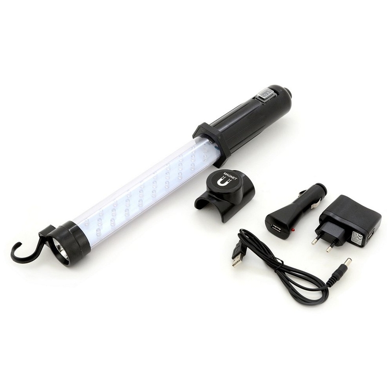 Latarka montażowa 27+7LED do ładowania 12/220V Li-on 1200mAh