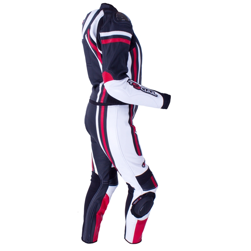 Damskie skórzane spodnie motocyklowe Tschul 556 czarno-biało-czerwone wyprzedaż