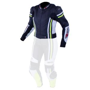 Damska skórzana kurtka motocyklowa Tschul 556 czarno-biało-fluo żółta wyprzedaż