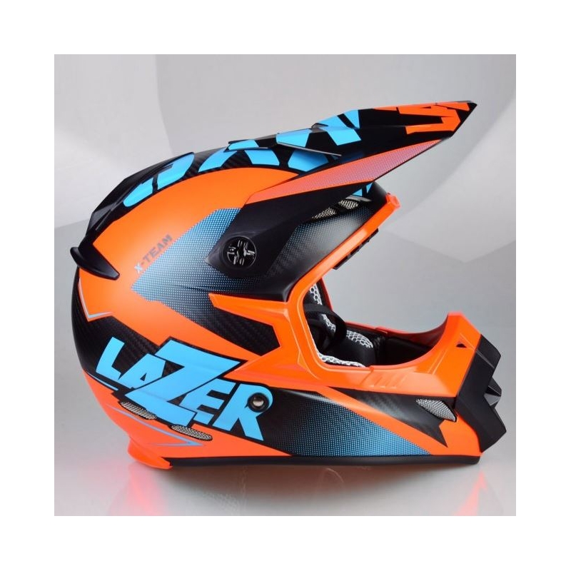 Krosowy kask Lazer MX8 X-Team Carbon niebiesko-pomarańczowy wyprzedaż