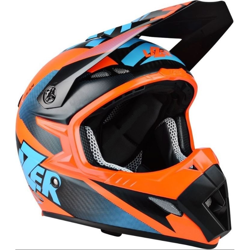 Krosowy kask Lazer MX8 X-Team Carbon niebiesko-pomarańczowy wyprzedaż