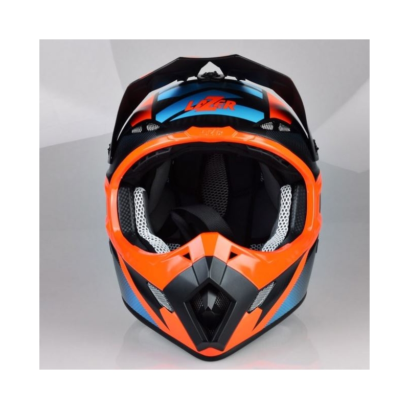 Krosowy kask Lazer MX8 X-Team Carbon niebiesko-pomarańczowy wyprzedaż