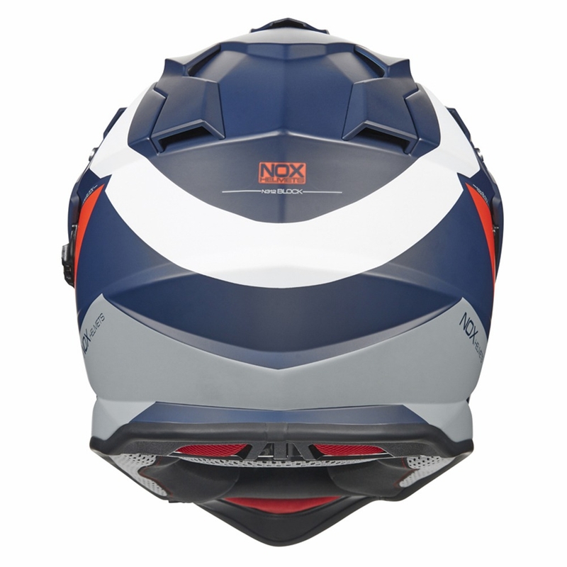 Kask enduro NOX N312 BLOCK 2022 szaro-biało-czerwono-niebieski