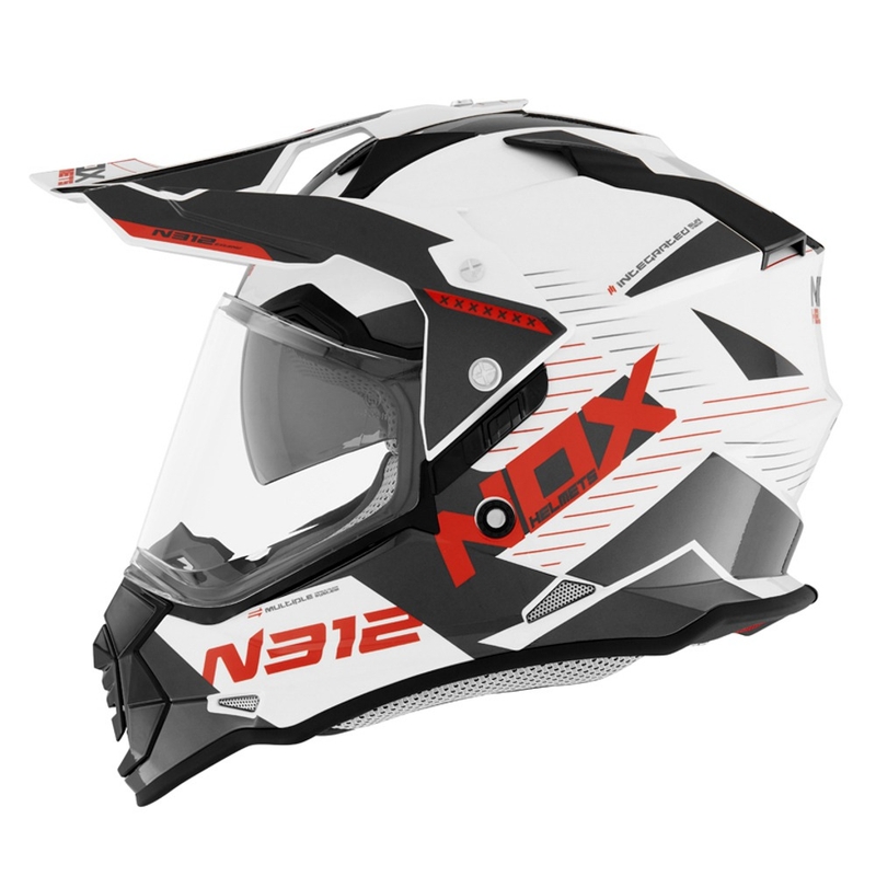 Kask Enduro NOX N312 EXTEND 2022 czerwono-szaro-biały wyprzedaż