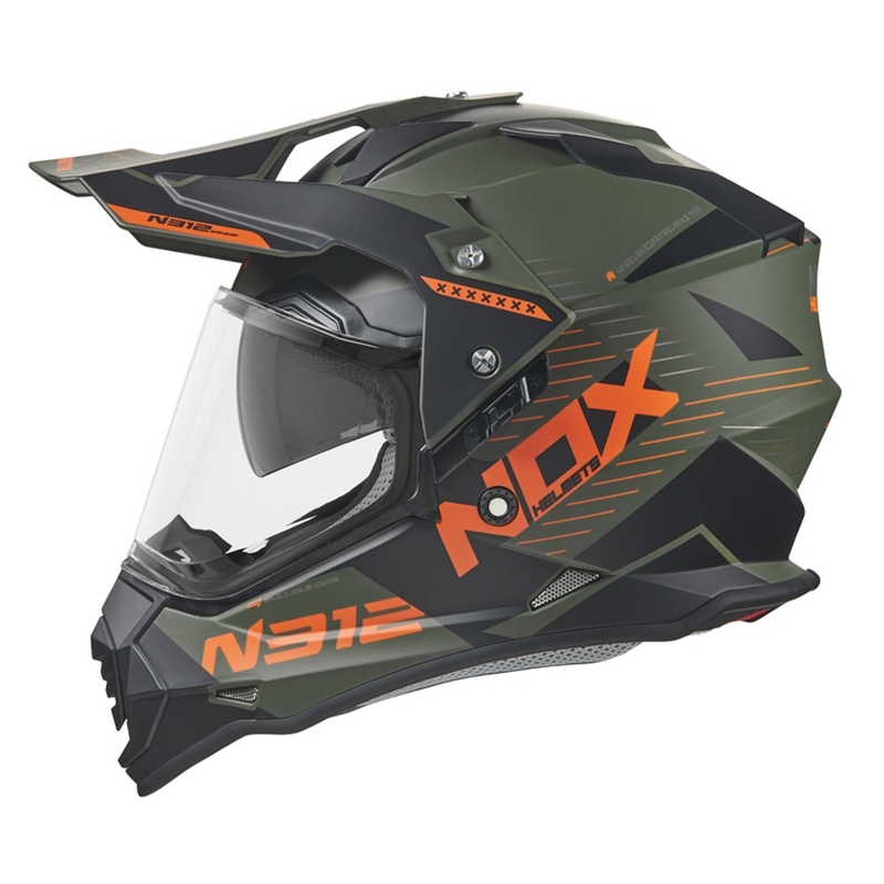 Kask enduro NOX N312 EXTEND 2022 khaki-orange