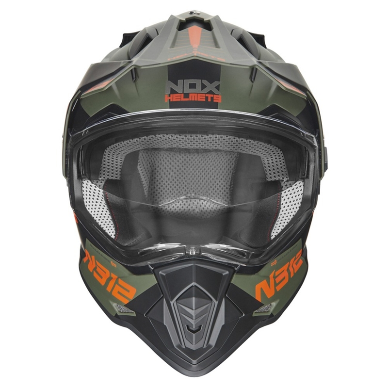 Kask enduro NOX N312 EXTEND 2022 khaki-orange