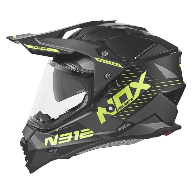 Kask enduro NOX N312 EXTEND 2022 black-fluo yellow