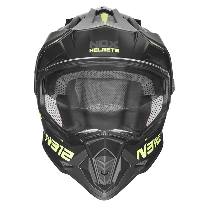 Kask enduro NOX N312 EXTEND 2022 black-fluo yellow