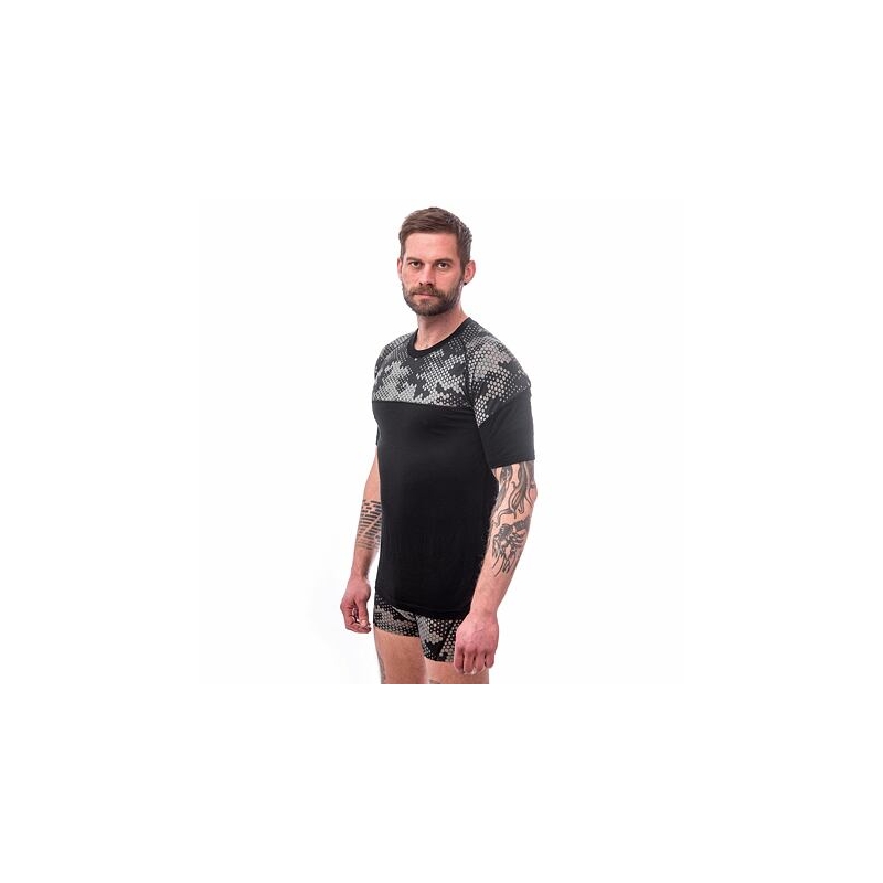 Męska koszulka termiczna Sensor Merino Impress black-grey wyprzedaż
