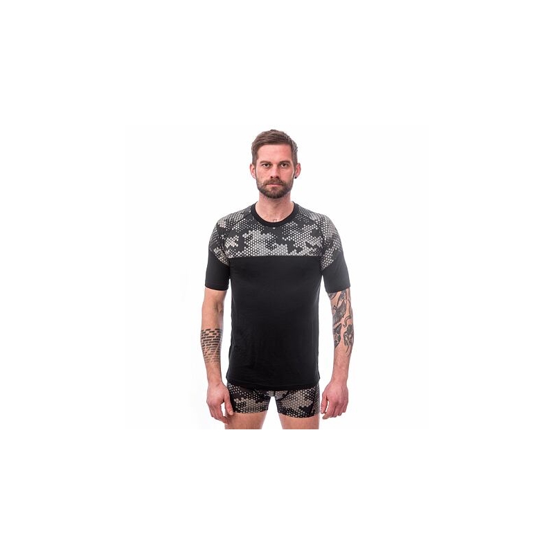 Męska koszulka termiczna Sensor Merino Impress black-grey wyprzedaż