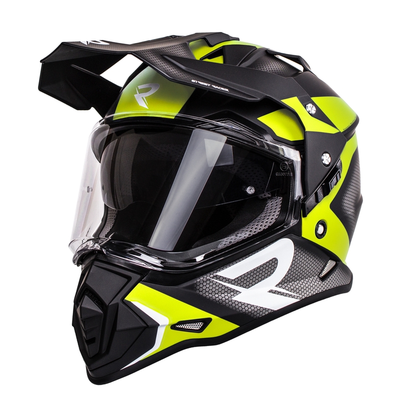 Enduro kask Street Racer Tracker czarno-fluo żółty