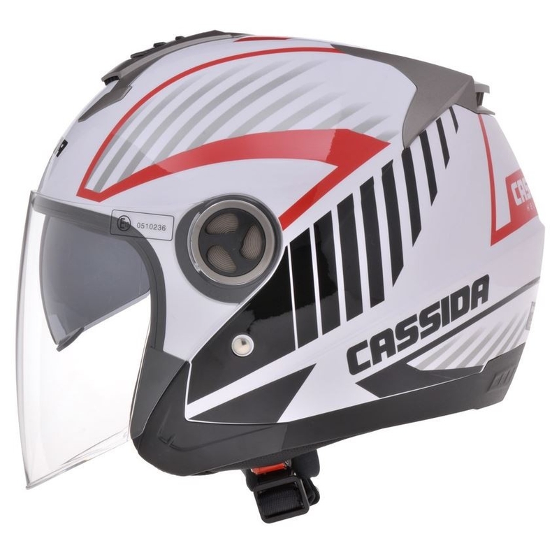 Otwarty kask motocyklowy Cassida Magnum czarno-biało-czerwony