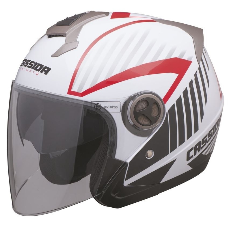 Otwarty kask motocyklowy Cassida Magnum czarno-biało-czerwony