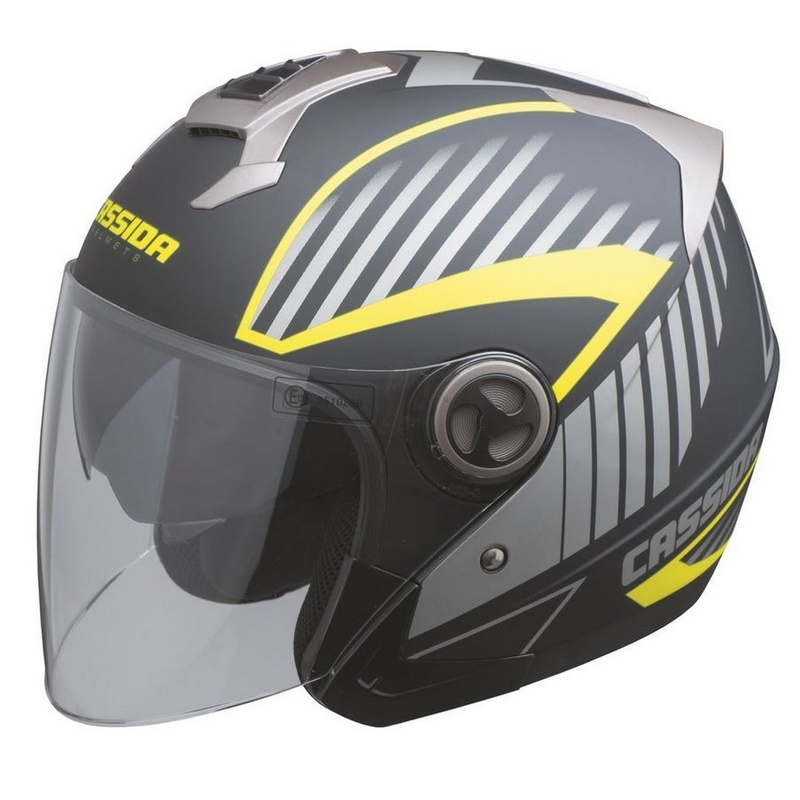 Otwarty kask motocyklowy Cassida Magnum czarno-szaro-fluo żółty