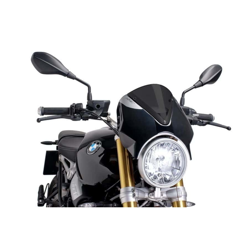 Windshield PUIG RETROVISION matt black dark smoke for BMW R 1200 Nine T 2013-2024