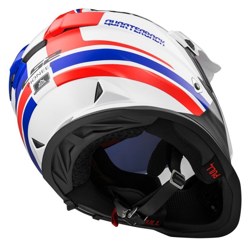 Enduro kask LS2 MX436 Pioneer Quarterback biało-czerwono-niebieski