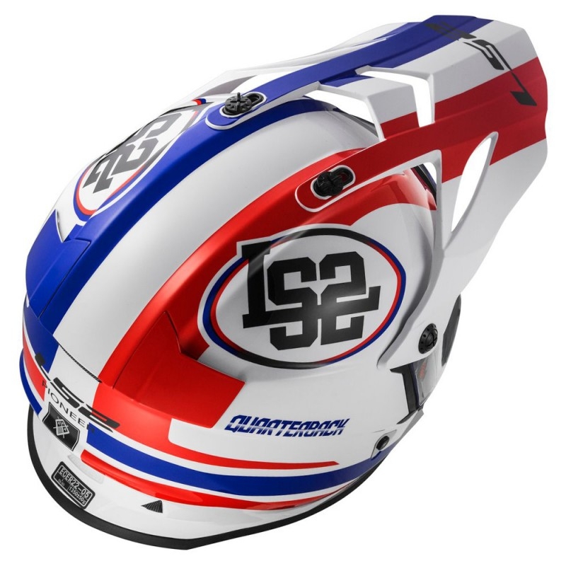 Enduro kask LS2 MX436 Pioneer Quarterback biało-czerwono-niebieski