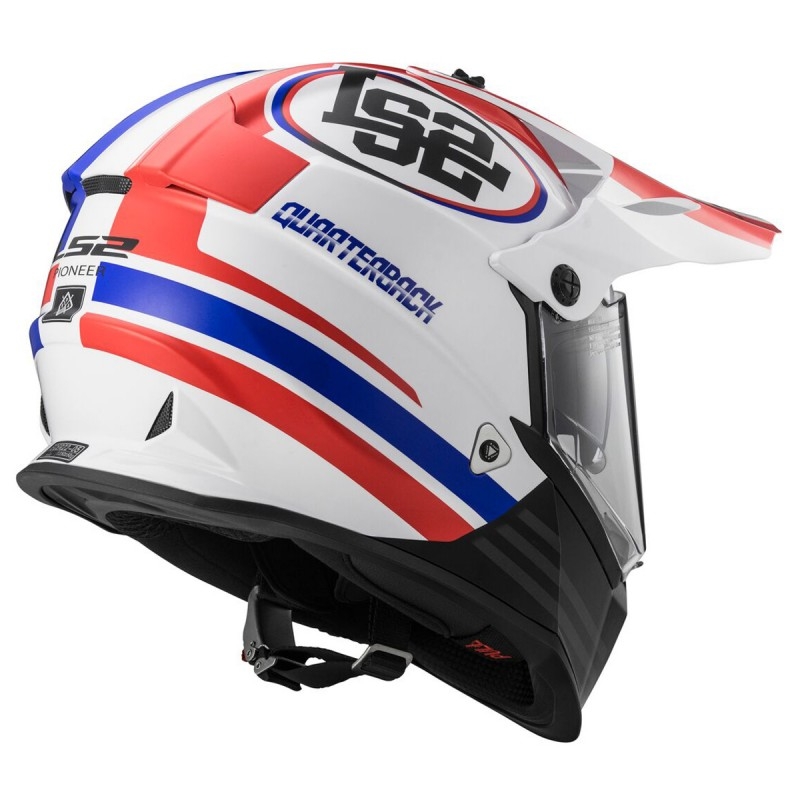 Enduro kask LS2 MX436 Pioneer Quarterback biało-czerwono-niebieski