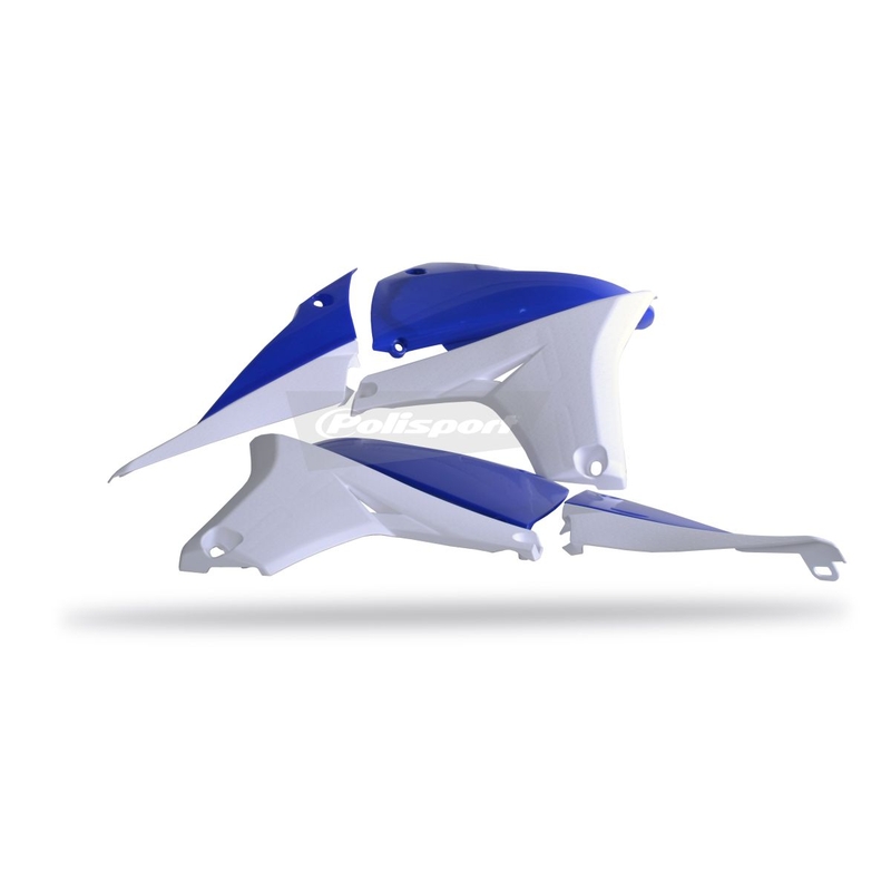 Radiator scoops with tank cover POLISPORT (pair) blue Yam98/white