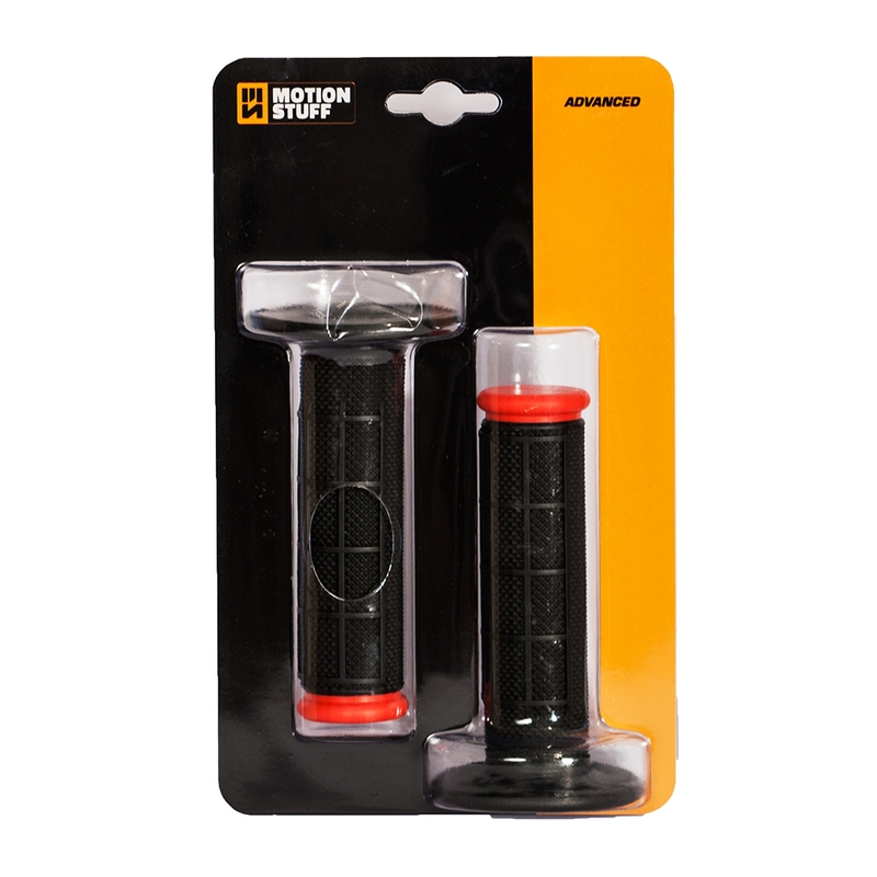 Motocross grips MOTION STUFF ADVANCED Black/Red (half-waffle)