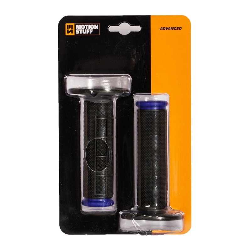 Motocross grips MOTION STUFF ADVANCED Black/Blue (half-waffle)