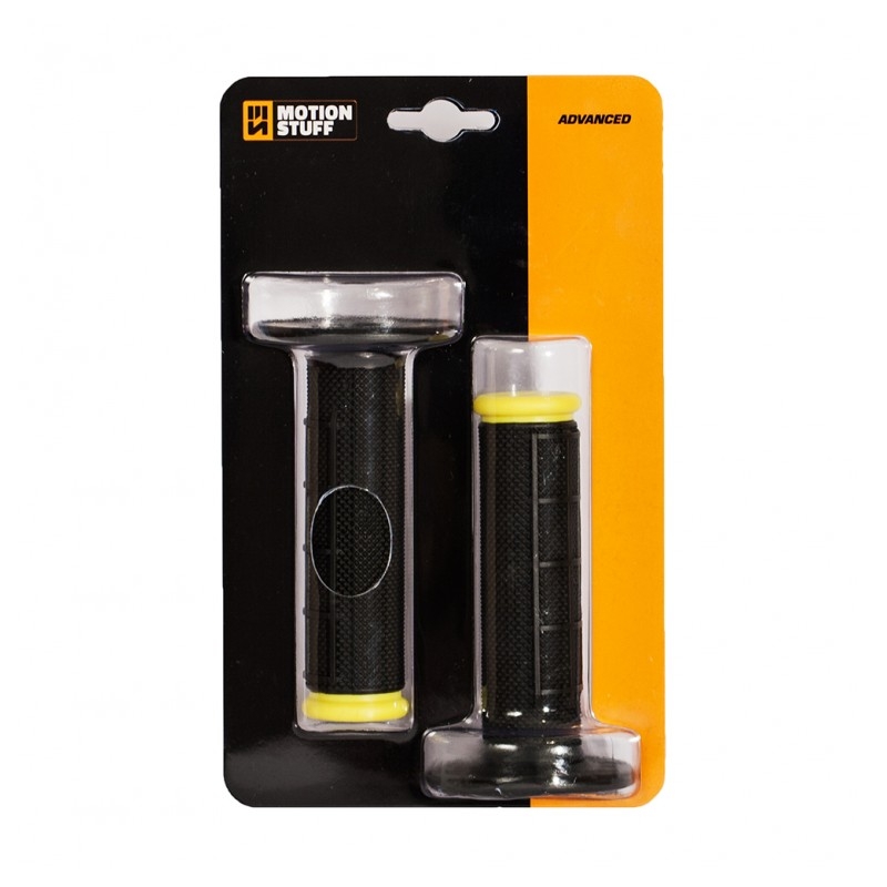 Motocross grips MOTION STUFF ADVANCED Black/Yellow (half-waffle)