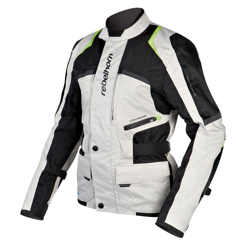 Damska moto kurtka Rebelhorn Hiker szaro-czarno-fluo żółta