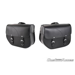 Leather saddlebag CUSTOMACCES SANT LOUIS APS001N black pair