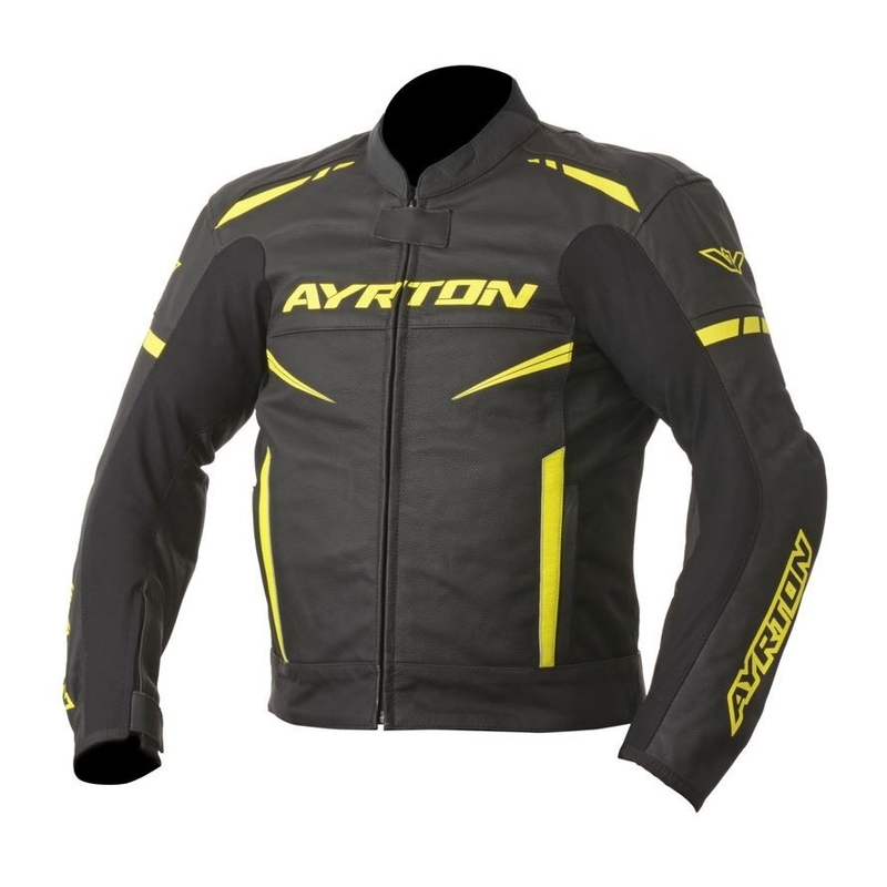 Skórzana kurtka motocyklowa Ayrton Raptor czarno-fluo żółta wyprzedaż