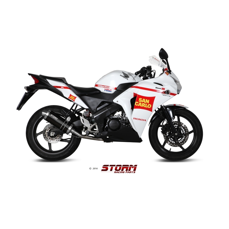 Full exhaust system 1x1 STORM OVAL Steel black for HONDA CBR 125 R 2011-2019