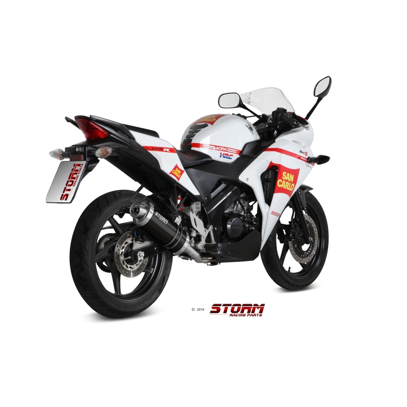 Full exhaust system 1x1 STORM OVAL Steel black for HONDA CBR 125 R 2011-2019