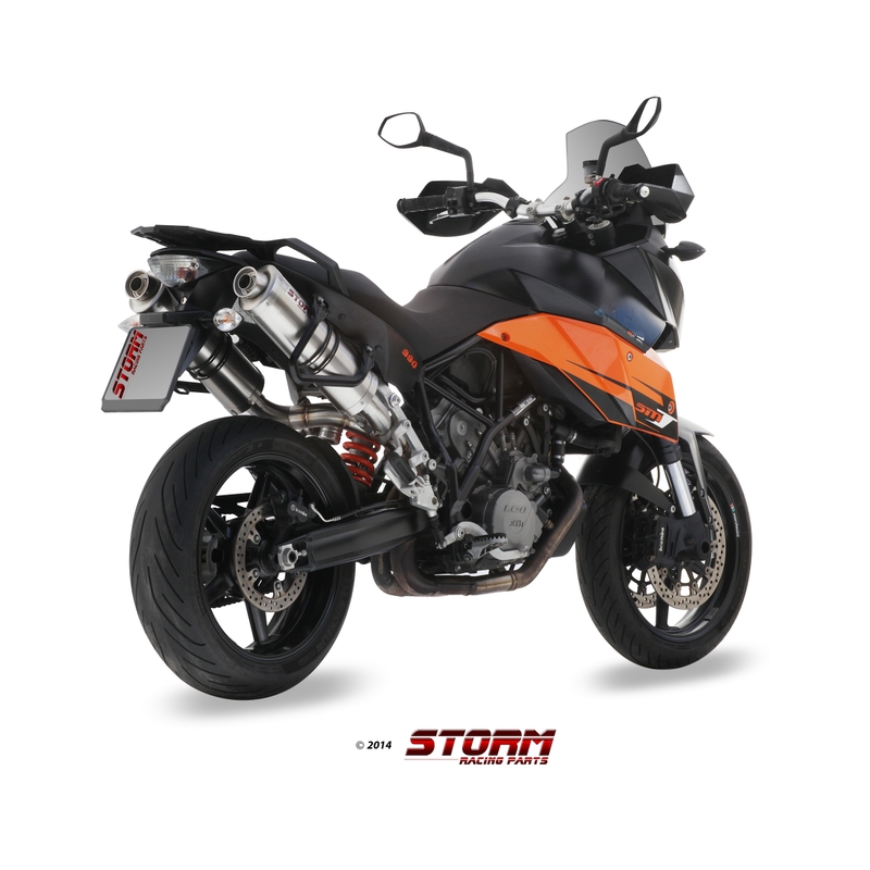 2 silencers kit STORM OVAL Stainless Steel for KTM Supermoto 990 / R / T 2009-2013