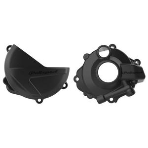 Clutch and ignition cover protector kit POLISPORT 90957 Black