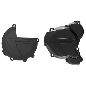 Clutch and ignition cover protector kit POLISPORT 90968 Black