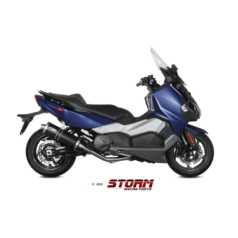 Full exhaust system 2x1 STORM OVAL Steel black for SYM TL 500  2020-2021, SYM Maxsym TL 500 2019-2020