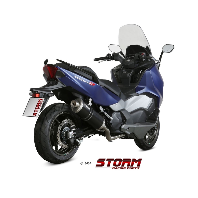 Full exhaust system 2x1 STORM OVAL Steel black for SYM TL 500  2020-2021, SYM Maxsym TL 500 2019-2020