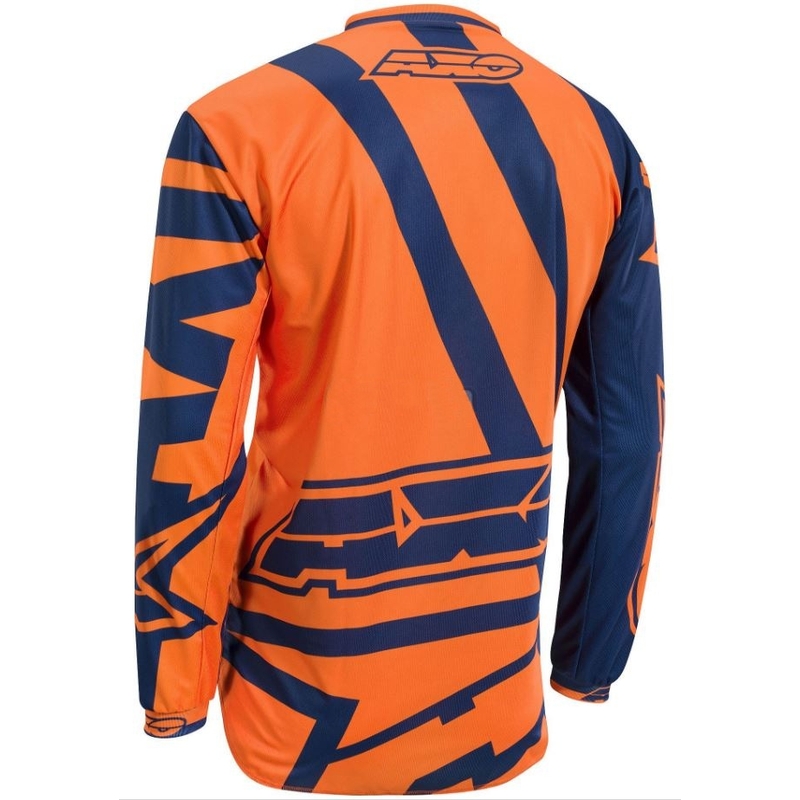 Motocrossowa koszulka AXO Motion 4 Jersey niebiesko-fluo pomarańczowa wyprzedaż