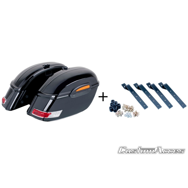 Rigid saddlebag CUSTOMACCES TOURING black pair, with KF universal support