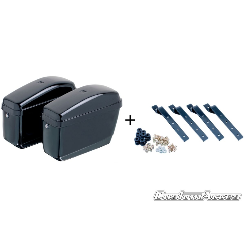Rigid saddlebag CUSTOMACCES EASY black pair, with KF universal support