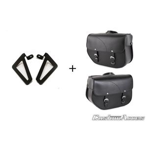 Leather saddlebag CUSTOMACCES SANT LOUIS APS002N black pair, with universal support